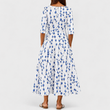 Adelina | Kleid mit Blumen-Zweigen-Print und A-Linie