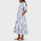 Adelina | Kleid mit Blumen-Zweigen-Print und A-Linie