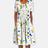 Emelie | Sommerkleid mit Wildblumen-Print und Frontfältelung