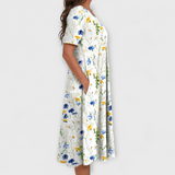 Emelie | Sommerkleid mit Wildblumen-Print und Frontfältelung