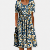 Emelie | Sommerkleid mit Wildblumen-Print und Frontfältelung