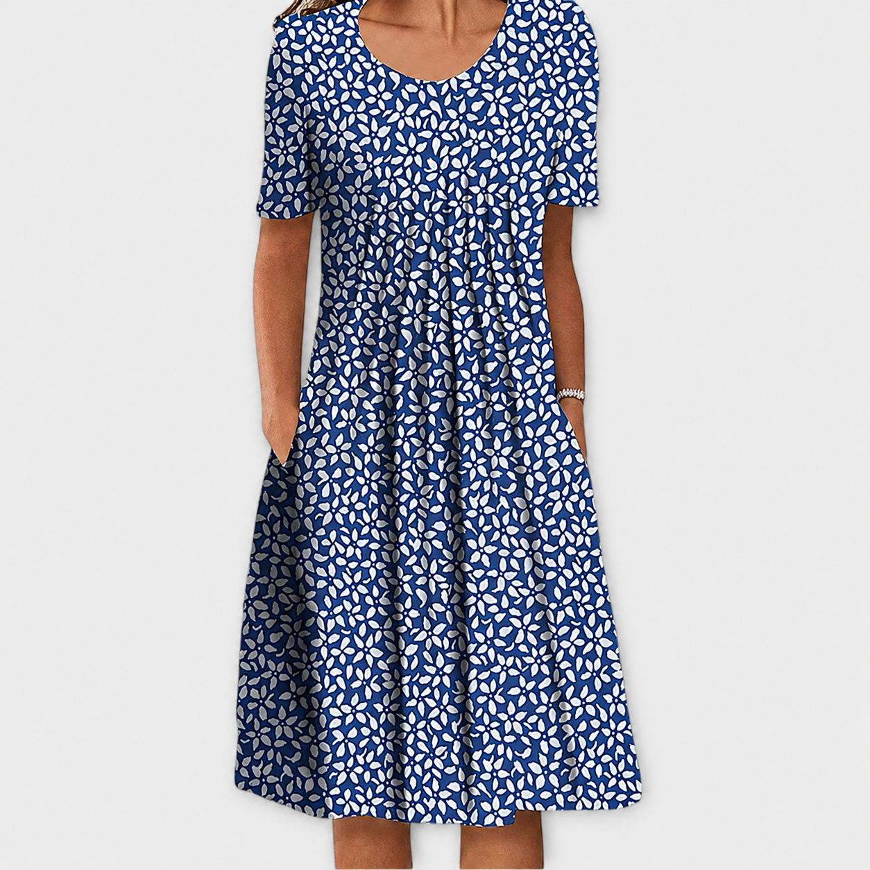 Emelie | Sommerkleid mit Wildblumen-Print und Frontfältelung