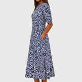 Adelina | Kleid mit Blumen-Zweigen-Print und A-Linie
