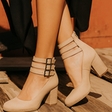 Ginevra - Hochhackige Schuhe mit mehreren Riemen und dicker Sohle