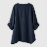 Caliste - Blouse en lin à col tunisien boutonné et coupe ample