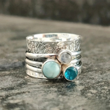 Bague en pierre naturelle rétro bleue