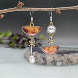 Boucles d'oreilles en pierre d'orange naturelle rétro