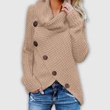 Hiltrud | Strickpullover mit asymmetrischem Knopfsaum