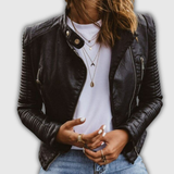 Roswitha | Kurze Bikerjacke in Schwarz Jacke