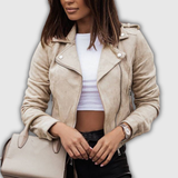 Rosemarie | Kurze Bikerjacke in Beige Jacke
