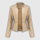 Friederike | Taillierte Lederjacke in Beige Jacke