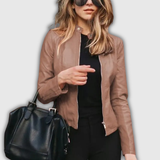 Elke | Kurze Lederjacke mit Stehkragen Jacke