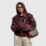 Theresia | Kurze Bomberjacke in Bordeaux Jacke