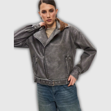 Käthe | Oversize Bikerjacke mit Gürtel