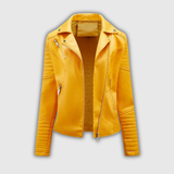Elfi | Kurze Bikerjacke in Sonnengelb