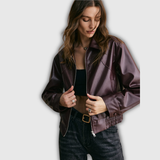Traute | Cropped Jacke in Bordeaux