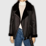 Gunhild | Gefütterte Bikerjacke mit Fellkragen Jacke
