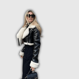 Heidi | Kurze Lederjacke mit Teddyfutter Jacke