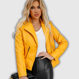 Wiebke | Kurze Kunstlederjacke in Sonnengelb