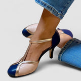 Aléssia - Farbige und bequeme T-Strap-Schuhe mit runder Zehenpartie
