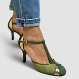 Taviana - Patchwork-Pumps mit T-Riemen und geschlossener Zehenpartie