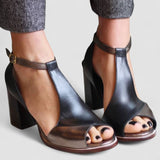 Nadaria - Schwarze Sandalen mit hohem Absatz und offener Zehenpartie im Patchwork-Stil