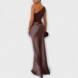 Robe Maxi Plissée Éléganter à Une Épaule