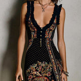 Christiane™ | Elegantes Boho-Maxikleid mit Orient-Ornament in Schwarz