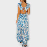 Elin - Robe maxi avec volants et détails découpés