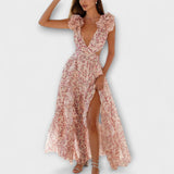 Elin - Robe maxi avec volants et détails découpés