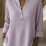 Magdalena | Weiche Waffelstrick-Henley Bluse