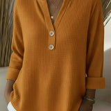 Magdalena | Weiche Waffelstrick-Henley Bluse