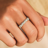 Bague réglable en argent et émail peint à la main avec des marguerites