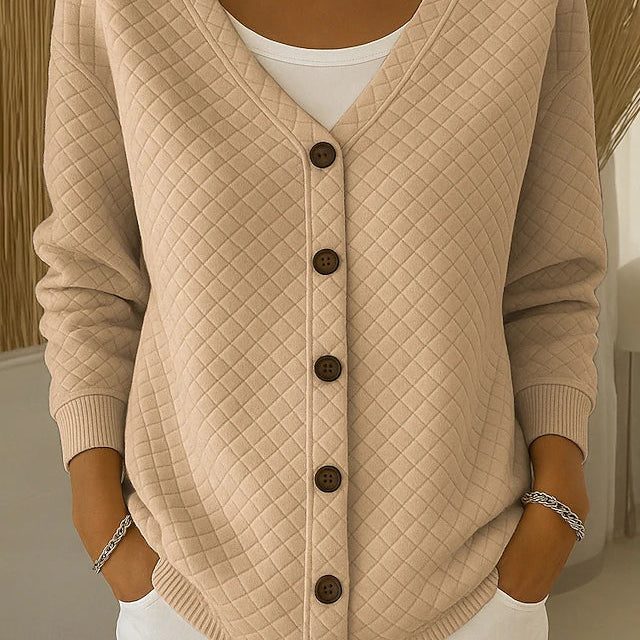 Grete | Gesteppte Strickjacke mit Knopfleiste