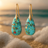 Boucles d'oreilles en perles de couleur corail et turquoise