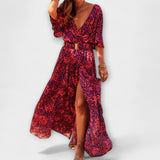 Sabine - Robe maxi portefeuille élégante avec design fluide