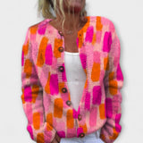 Flora – Cardigan en tricot avec imprimé de prairie