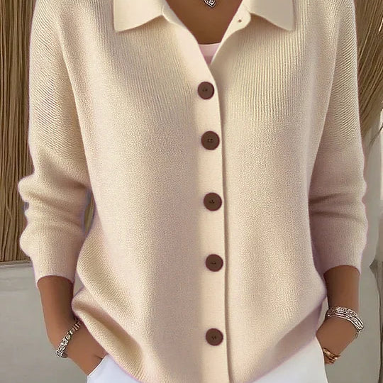 Dorothea | Weinrote Strickjacke mit Kragen