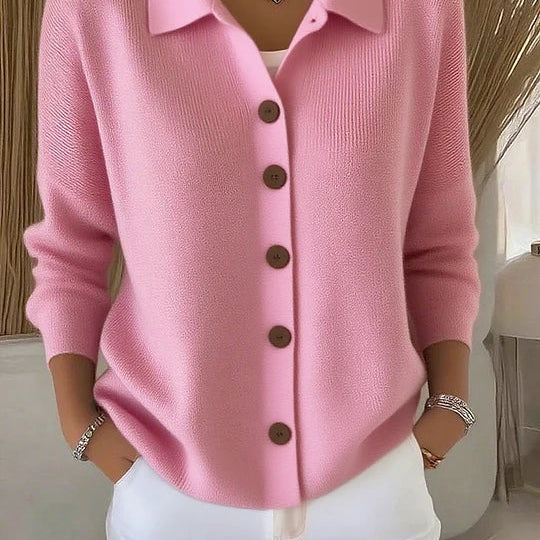 Dorothea | Weinrote Strickjacke mit Kragen