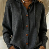 Christel | Weiche Kapuzen-Strickjacke mit Knopfleiste