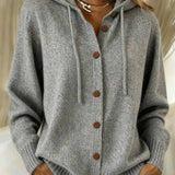 Christel | Weiche Kapuzen-Strickjacke mit Knopfleiste