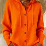 Christel | Weiche Kapuzen-Strickjacke mit Knopfleiste