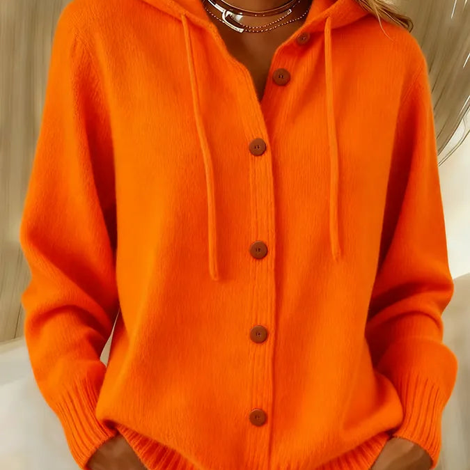 Christel | Weiche Kapuzen-Strickjacke mit Knopfleiste