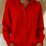 Christel | Weiche Kapuzen-Strickjacke mit Knopfleiste