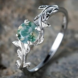 Bague en Argent Vintage Grüner Stein