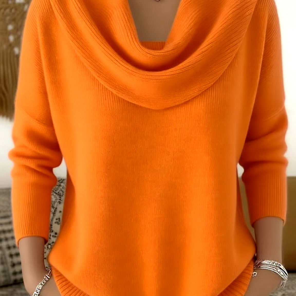 Judith | Weicher Strickpullover mit Wasserfallkragen