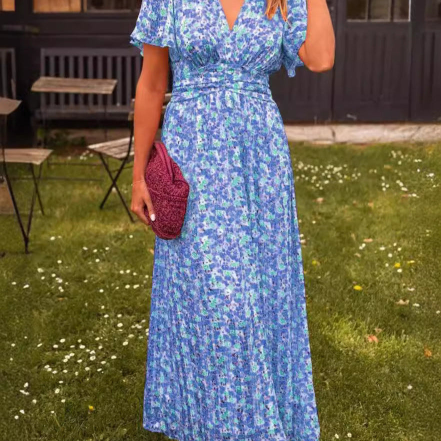 Elis – Langes, luftiges Kleid mit floralem Muster