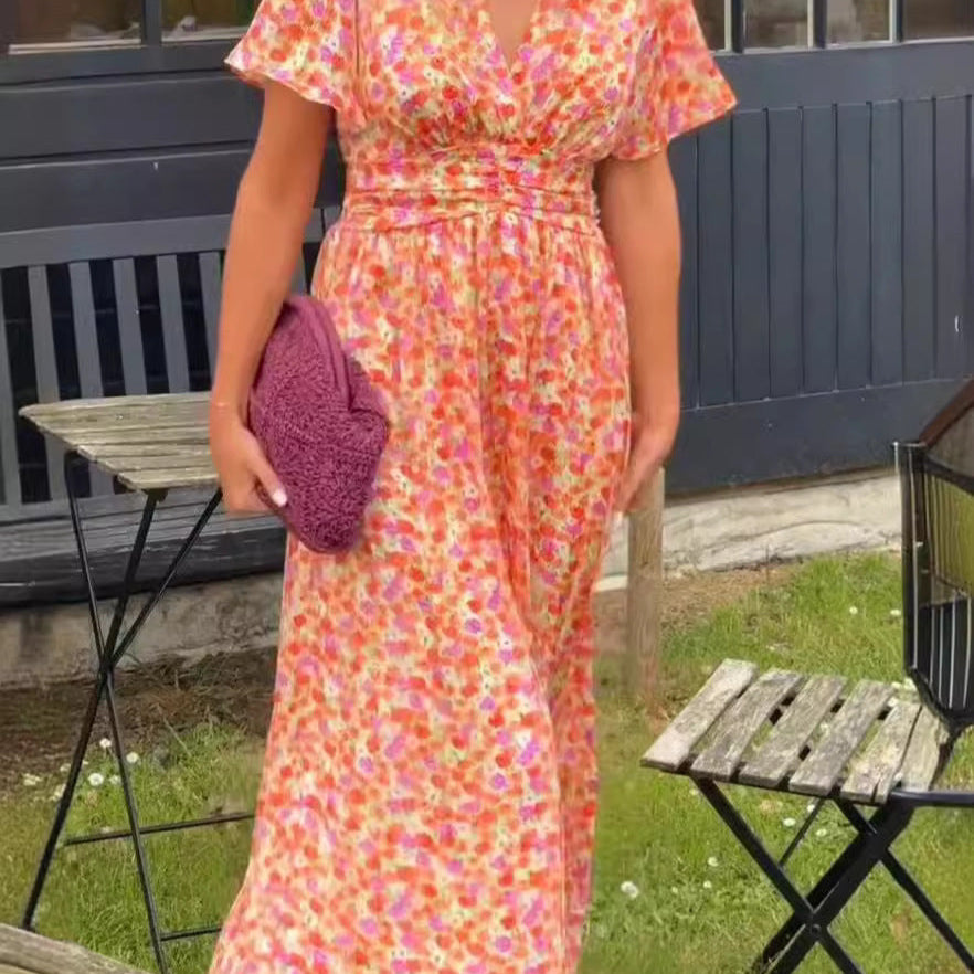 Elis – Langes, luftiges Kleid mit floralem Muster