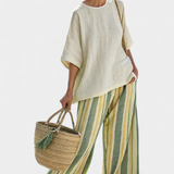Olívia - Ensemble en lin de bambou couleur olive