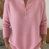 Gerda | Henley-Pullover mit Knopfleiste